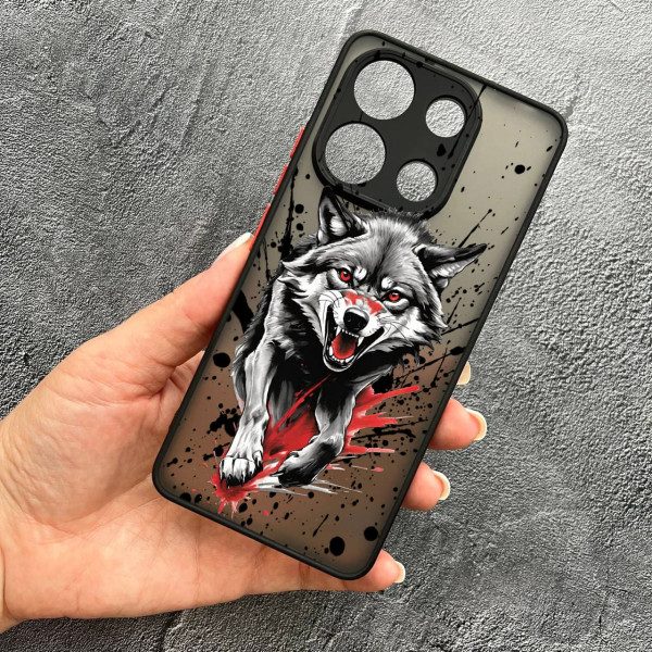 Чохол для Xiaomi Redmi Note 13 4G з захистом камери з вовком