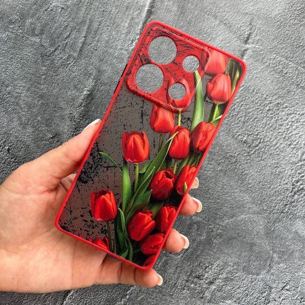 Чехол для Xiaomi Redmi Note 13 4G красные тюльпаны