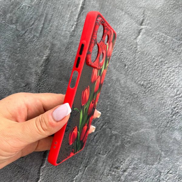 Чехол для Xiaomi Redmi Note 13 4G красные тюльпаны