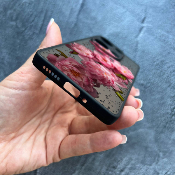 Чохол для Xiaomi Redmi Note 13 Pro 4G / Poco M6 Pro 4G / Xiaomi Redmi Note 14S з захистом камери півонії з краплями 