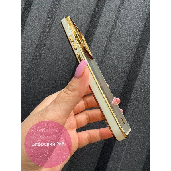 Чехол для Xiaomi Redmi Note 13 4G прозрачный чехол с белым бортиком и золотой обводкой