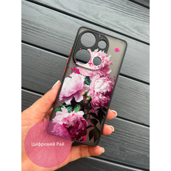 Чохол для Xiaomi Redmi Note 13 Pro 4G / Poco M6 Pro 4G / Xiaomi Redmi Note 14S з захистом камери рожеві півонії 