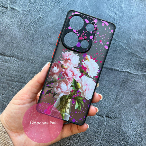 Чохол для Xiaomi Redmi Note 13 Pro 4G / Poco M6 Pro 4G / Xiaomi Redmi Note 14S з захистом камери букет півоній 