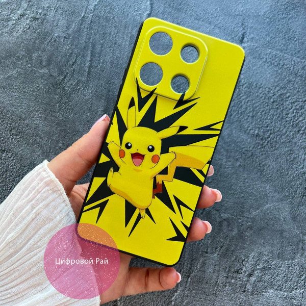 Чохол для Xiaomi Redmi Note 13 4G чорний силіконовий чохол з пікачу
