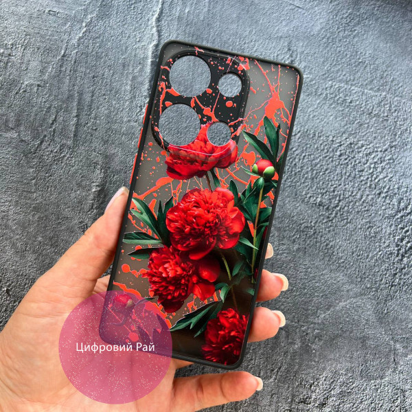 Чохол для Xiaomi Redmi Note 13 Pro 4G / Poco M6 Pro 4G / Xiaomi Redmi Note 14S з захистом камери червоні півонії 