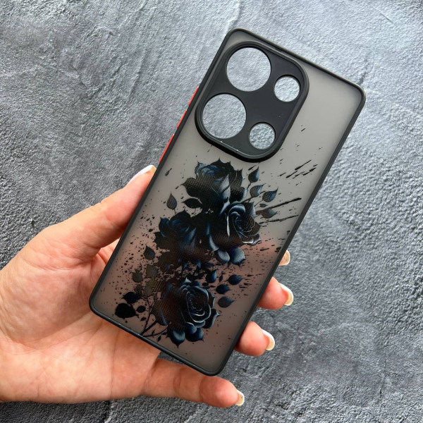 Чохол для Xiaomi Redmi Note 13 Pro 4G / Poco M6 Pro 4G / Xiaomi Redmi Note 14S з захистом камери троянди чорні