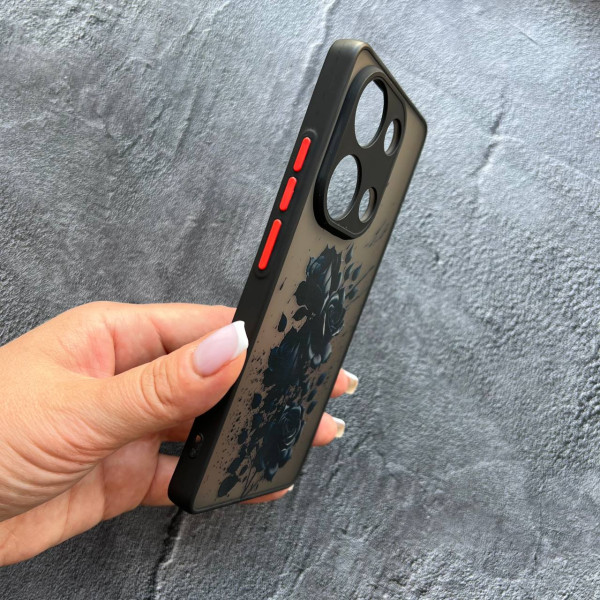 Чохол для Xiaomi Redmi Note 13 Pro 4G / Poco M6 Pro 4G / Xiaomi Redmi Note 14S з захистом камери троянди чорні