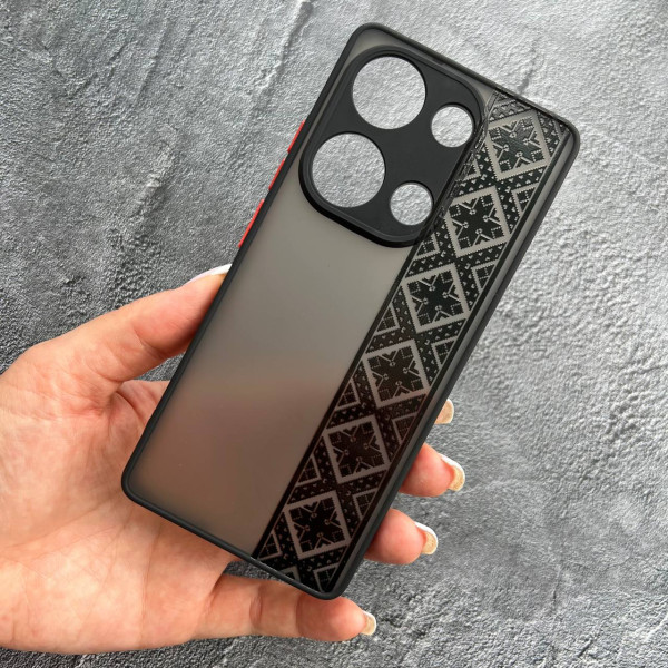 Чохол для Xiaomi Redmi Note 13 Pro 4G / Poco M6 Pro 4G / Xiaomi Redmi Note 14S з захистом камери чорна вишиванка Київщина 