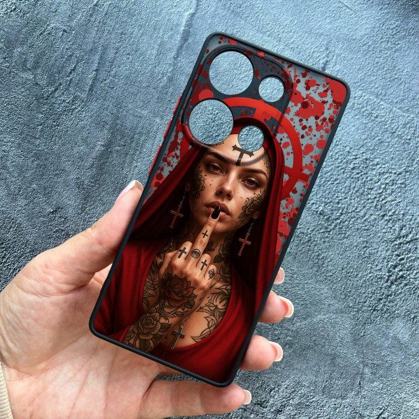 Чехол для Xiaomi Redmi Note 13 Pro 4G / Poco M6 Pro 4G / Xiaomi Redmi Note 14S с защитой камеры Монашка бунтарка