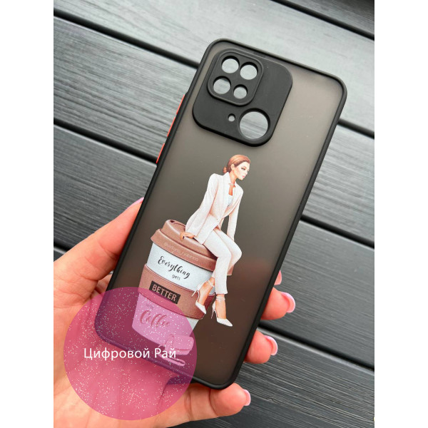Чохол для Xiaomi Redmi 10С дівчина на каві