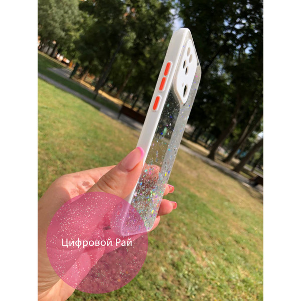 Чохол для Xiaomi Redmi 10С силікон білий з блискітками
