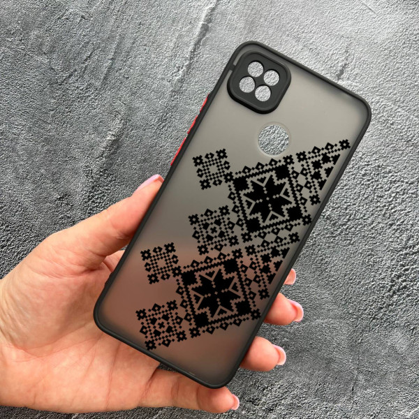 Чохол для Xiaomi Redmi 10A / Redmi 9C з захистом камери з вишиванкою чорна українська