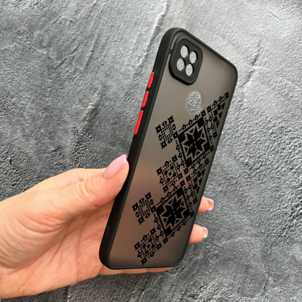 Чохол для Xiaomi Redmi 10A / Redmi 9C з захистом камери з вишиванкою чорна українська