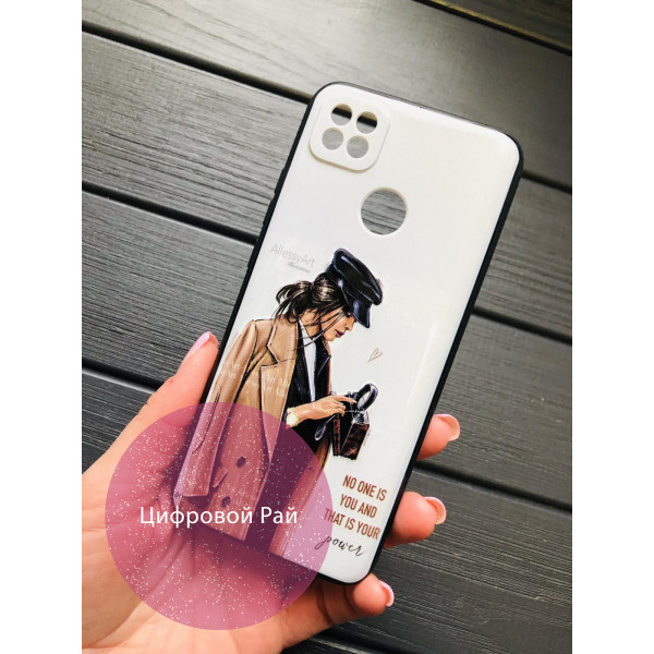 Чохол для Xiaomi Redmi 10A / Redmi 9C силіконовий чохол з дівчиною в чорній кепці з сумочкою