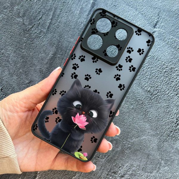 Чехол для Xiaomi Redmi Note 13 Pro 5G / Xiaomi Poco X6 5G котик с цветком