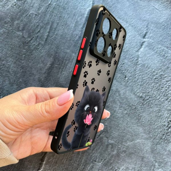 Чехол для Xiaomi Redmi Note 13 Pro 5G / Xiaomi Poco X6 5G котик с цветком