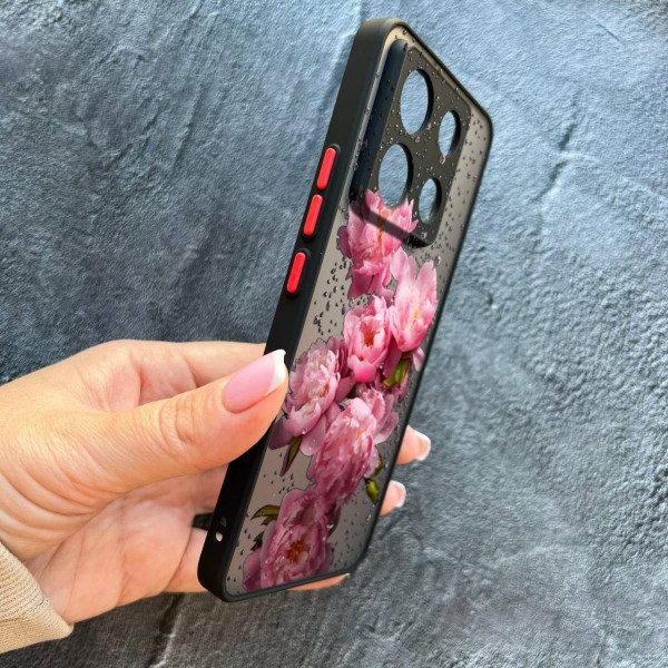 Чехол для Xiaomi Redmi Note 13 Pro 5G / Xiaomi Poco X6 5G пионы с каплями