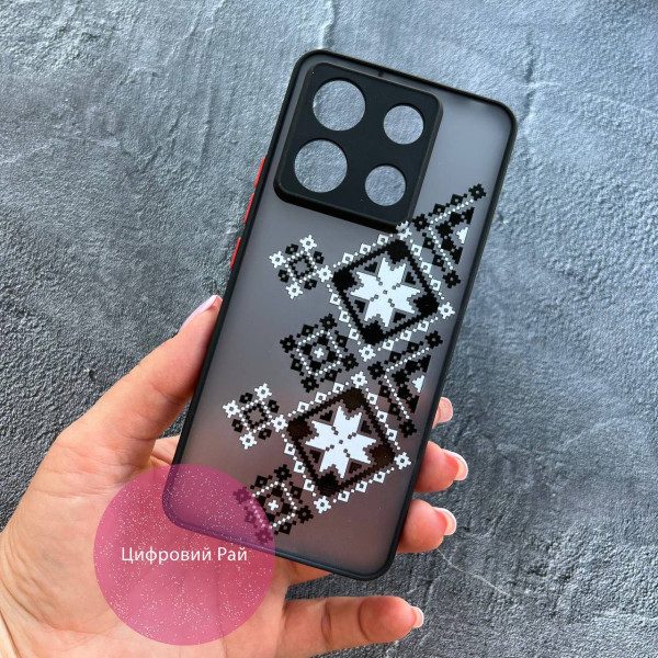 Чехол для Xiaomi Redmi Note 13 Pro 5G / Xiaomi Poco X6 5G черно-белая вышиванка рушник