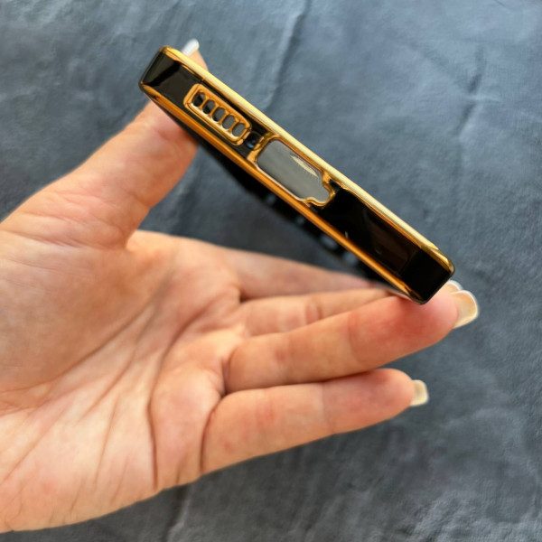 Чохол для Xiaomi Redmi Note 13 Pro 5G / Xiaomi Poco X6 5G прозорий чохол з чорним бортиком та золотою обводкою