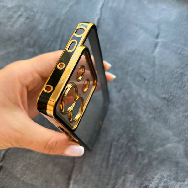 Чохол для Xiaomi Redmi Note 13 Pro 5G / Xiaomi Poco X6 5G прозорий чохол з чорним бортиком та золотою обводкою