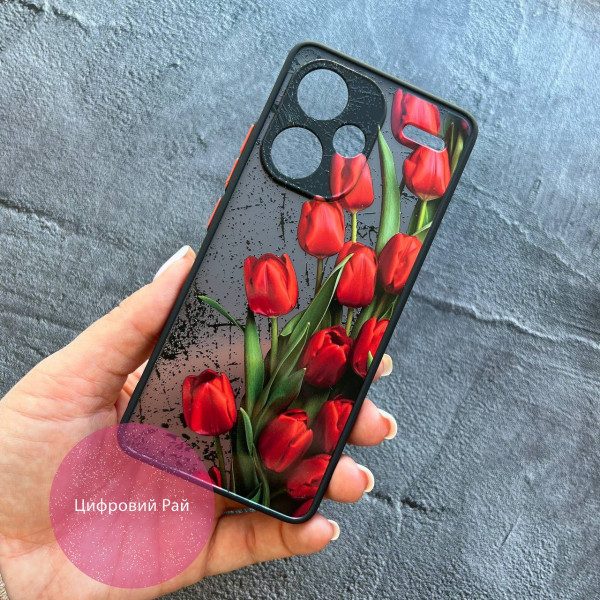 Чехол для Xiaomi Redmi Note 13 Pro Plus красные тюльпаны