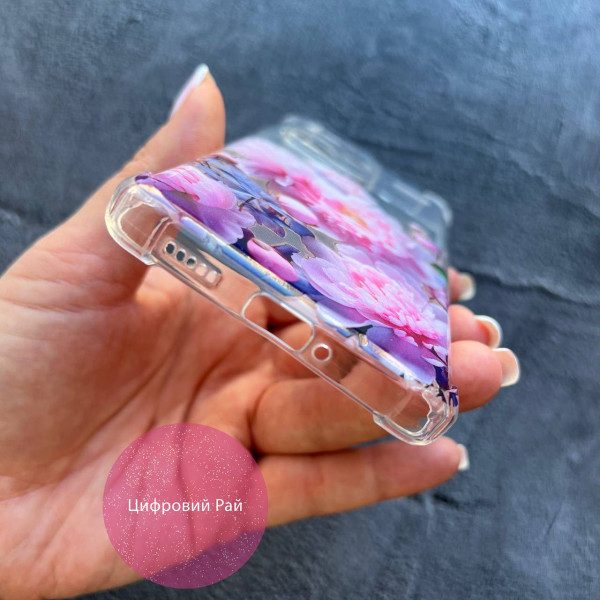 Чехол для Xiaomi Redmi Note 13 Pro Plus пионы розовые противоударный прозрачный силиконовый чехол