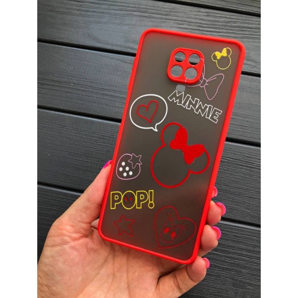 Чехол для Xiaomi Redmi Note 9s / Note 9 Pro / Note 9 Pro Max Минни Маус красный бортик