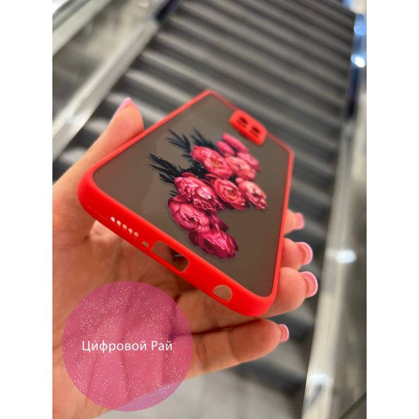 Чехол для Xiaomi Redmi Note 9s / Note 9 Pro / Note 9 Pro Max чехол с пионами красный бортик